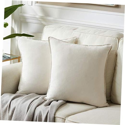 Fancy Homi 22x22 Pillow Covers, Pack of 2 Throw 22" x 22" (Pack of 2) Ivory