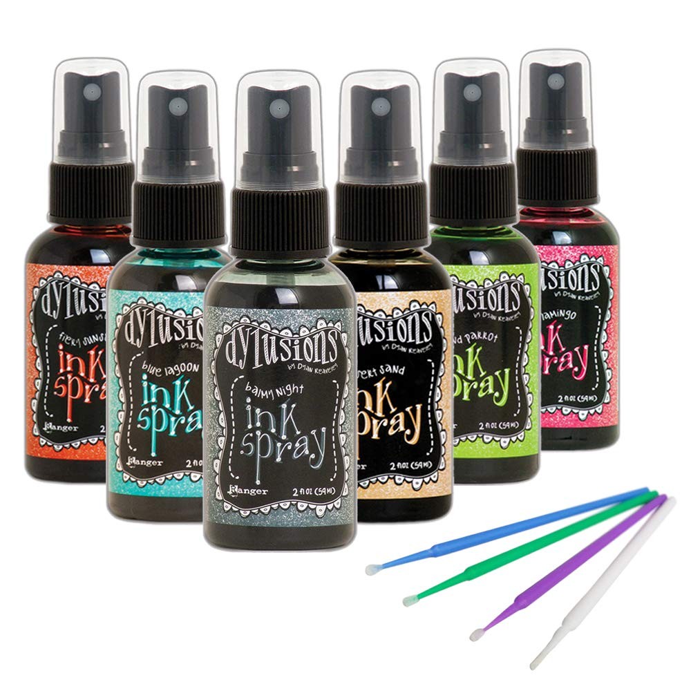 Ranger Dylusions Ink Spray Bundle with Bonus Purple Turtle Blending Sticks (New
