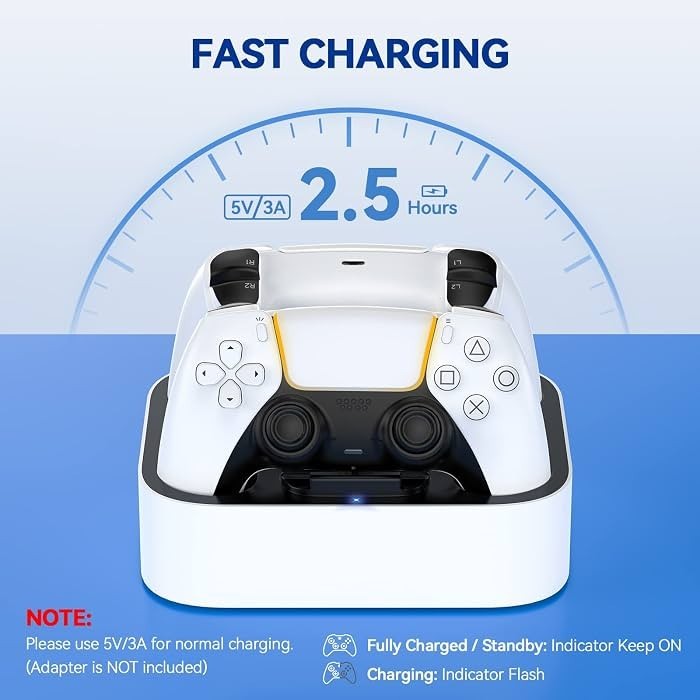 PS5 Controller Charger Station with LED Indicator,Self-Aligning Charging Dock