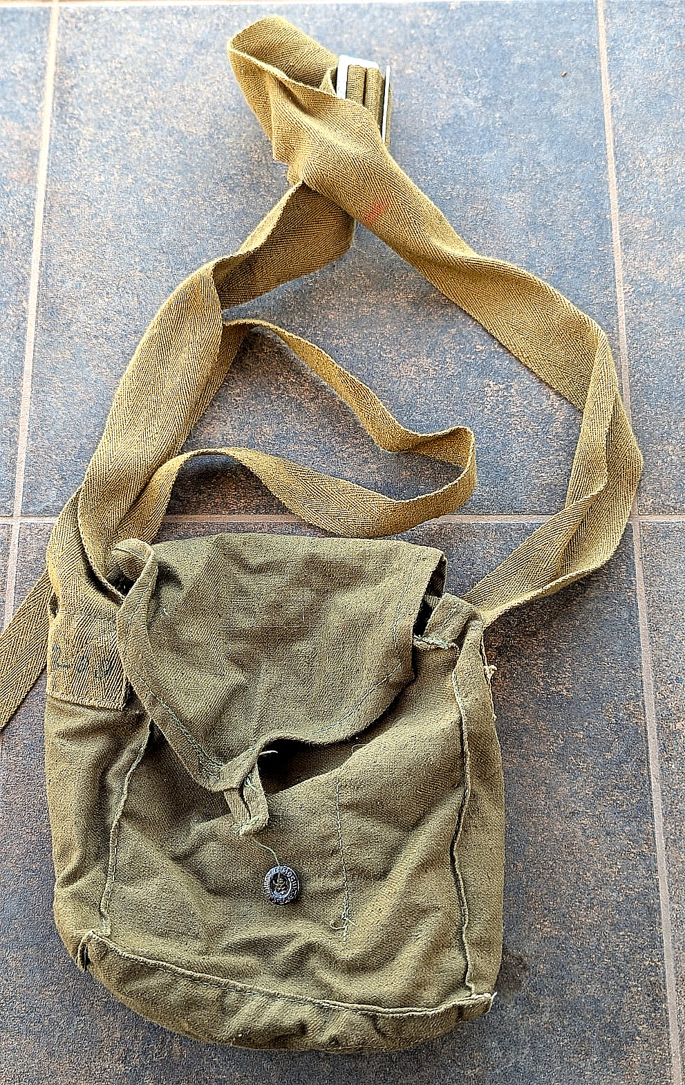 Vintage Soviet Military Gas Mask Bag Canvas Khaki Military Shoulder USSR