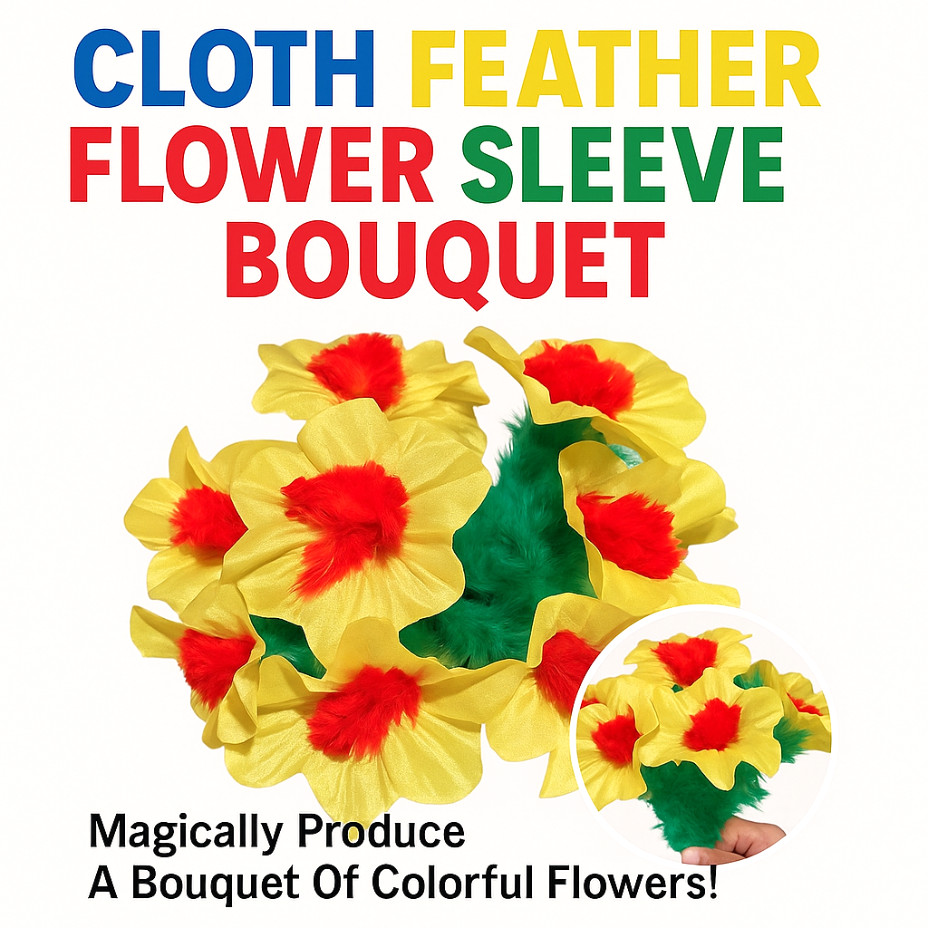 PRODUCTION FEATHER FLOWER BOUQUET Yellow Red Sleeve Stage Magic Trick Cloth #8