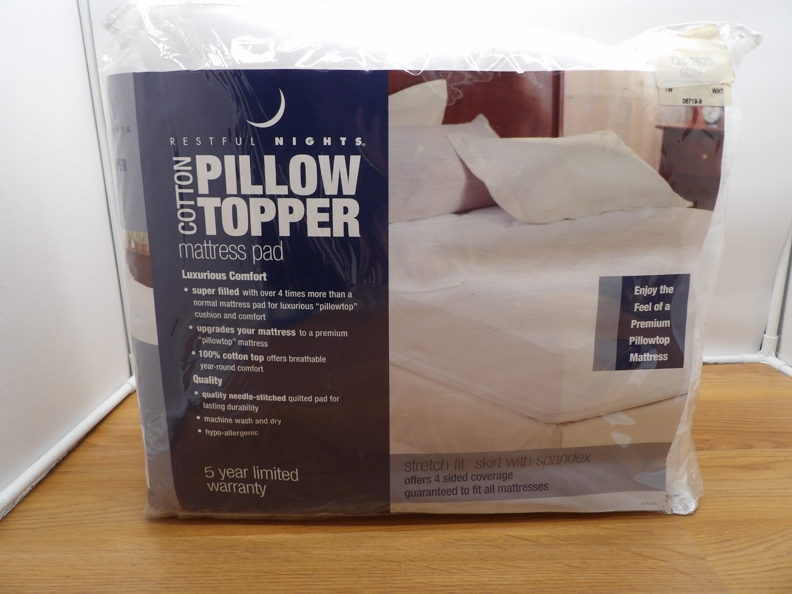 Restful Nights Cotton Pillow Topper Mattress Pad- Twin-Luxurious Comfort-NEW