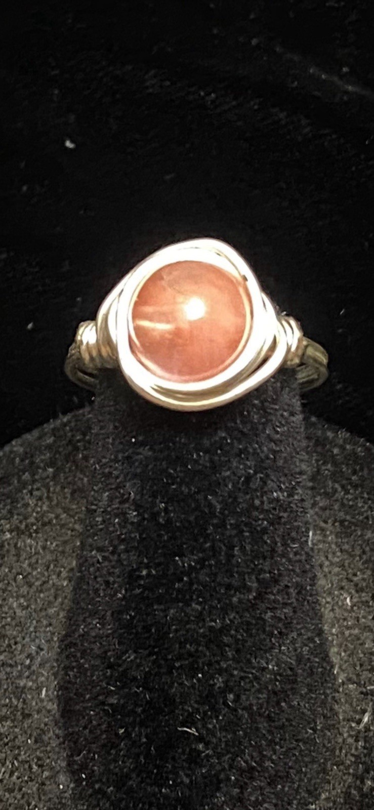 Rose Quartz Silver Ring Wrap Ring Size 6