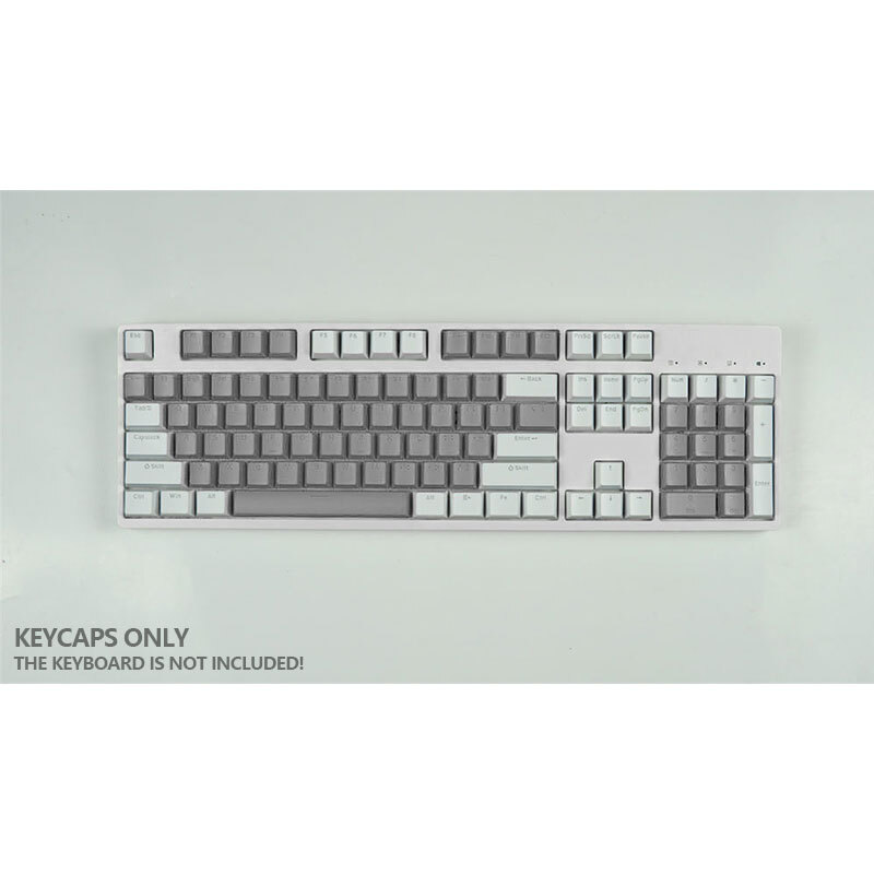 104 Keycaps Set Gray White Doubleshot Backlit OEM Height for Mechancial Keyboard