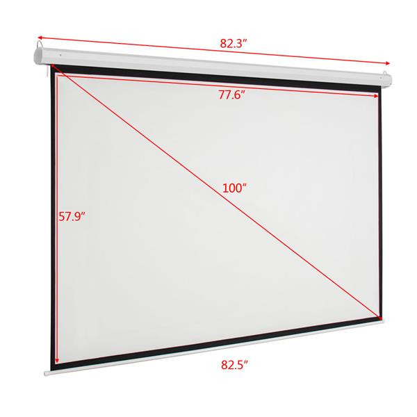 100In 4:3 Manual Pull Down Projector Screen Wall Mounted Anti-Light For Home
