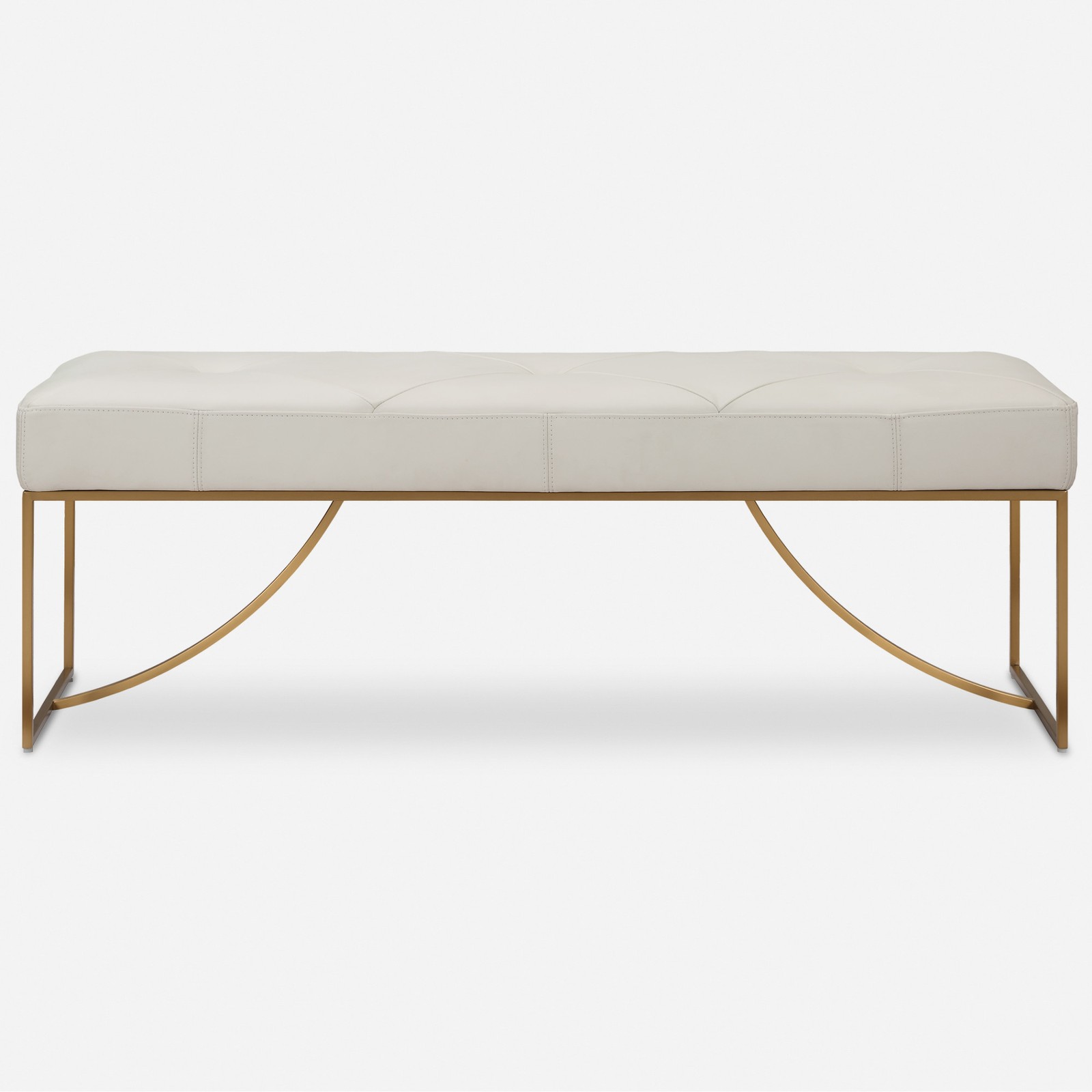 Uttermost 23843 Swale 53"W Stainless Steel Framed Leather Bench - Off White