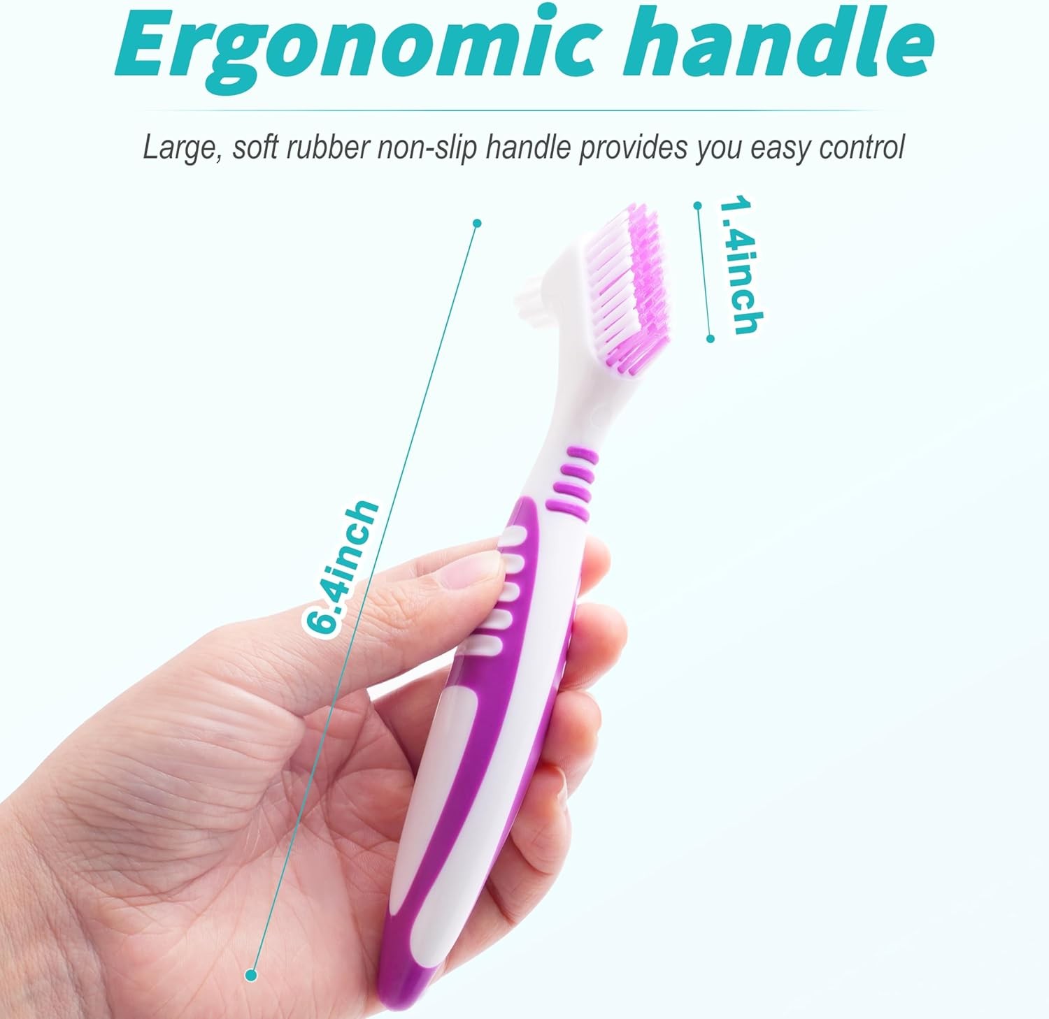 6 Pcs Denture Brush Set for False Teeth, Denture Toothbrushes with Double Sided
