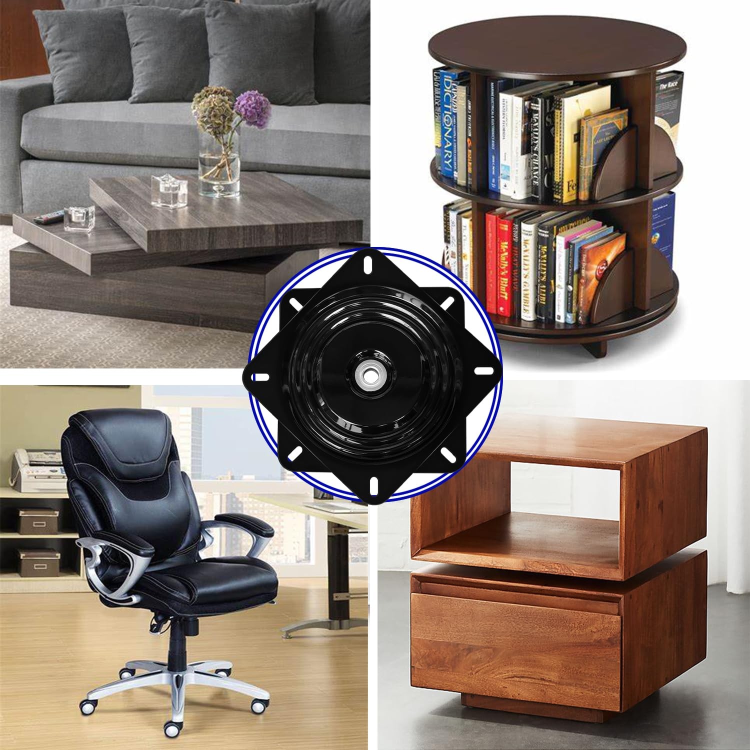 12Inch Bar Stool Swivel Plate Heavy Duty, Chair Swivel Base with Solid Ring o...