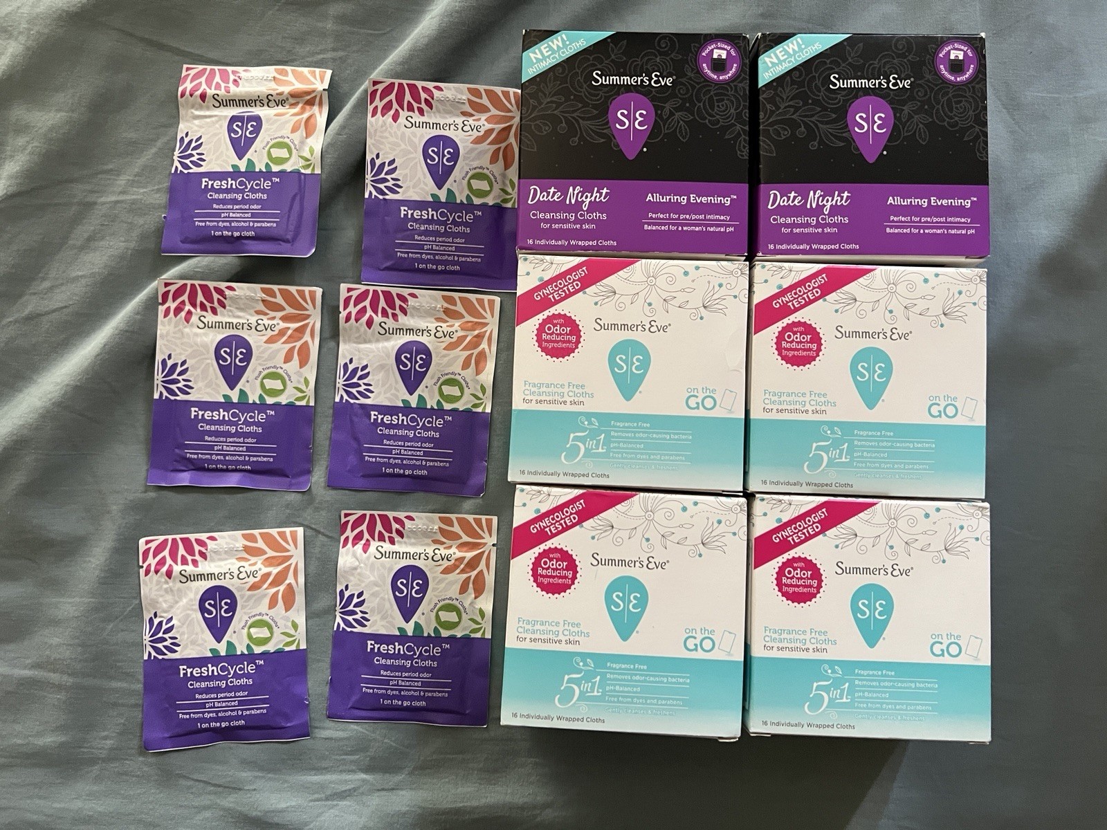 Mixed of 6 Summer's Eve Cleansing Cloths Fragrance Free Date Night 16 Ct + 7 Ct
