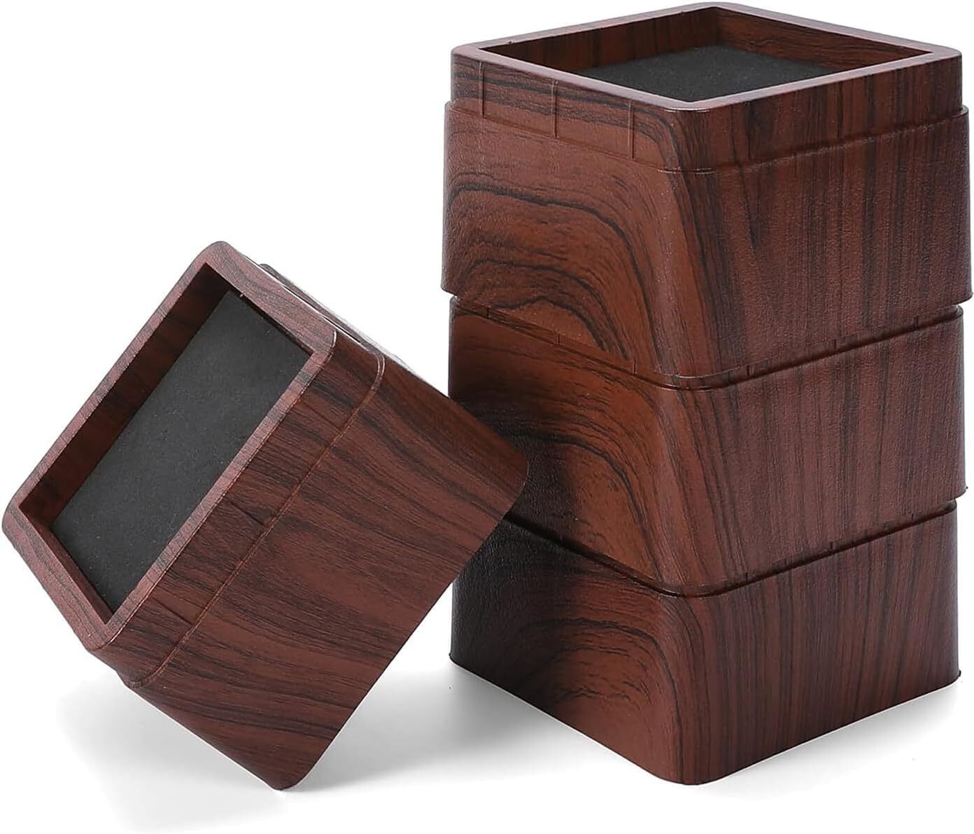 3 inch Stackable Bed Risers 4PCS Wood Grain 2200 lb Heavy Duty Furniture Lift