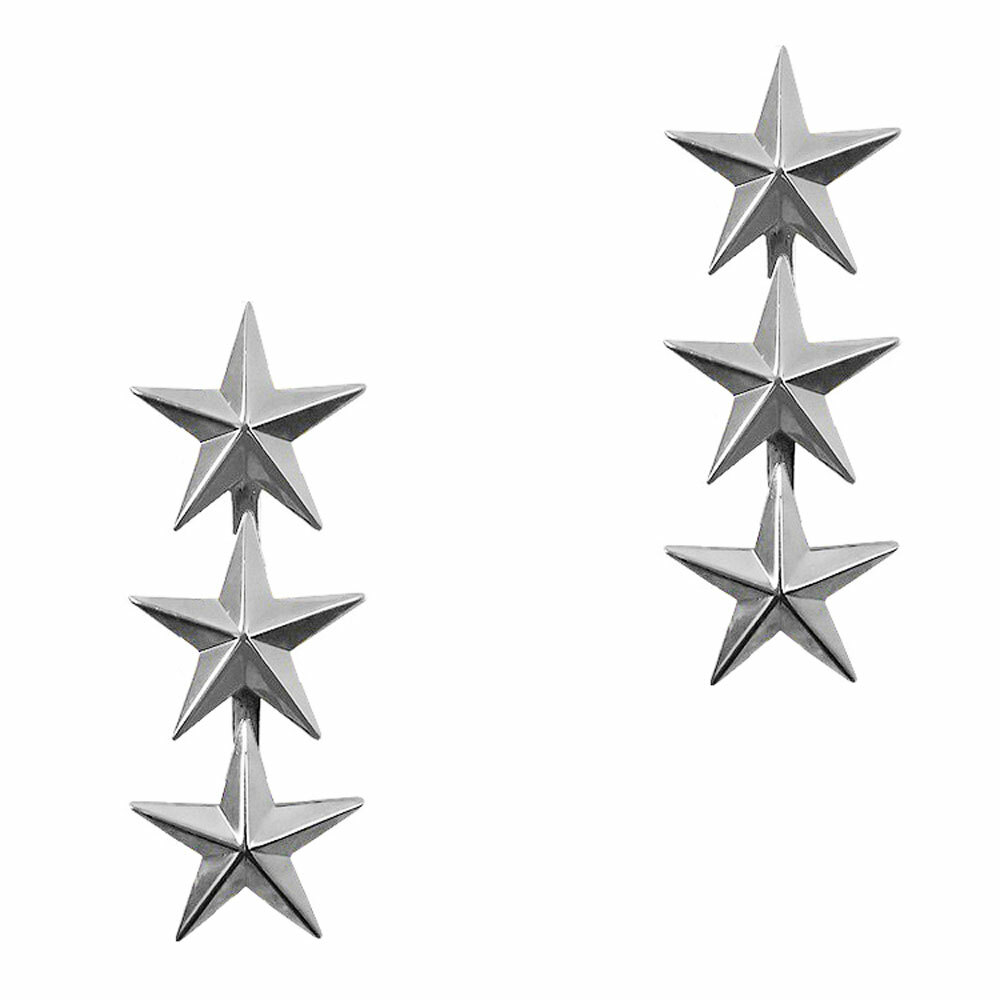 Pair U.S. Army Officer Rank Insignia Lieutenant General Three Star Badge Pins