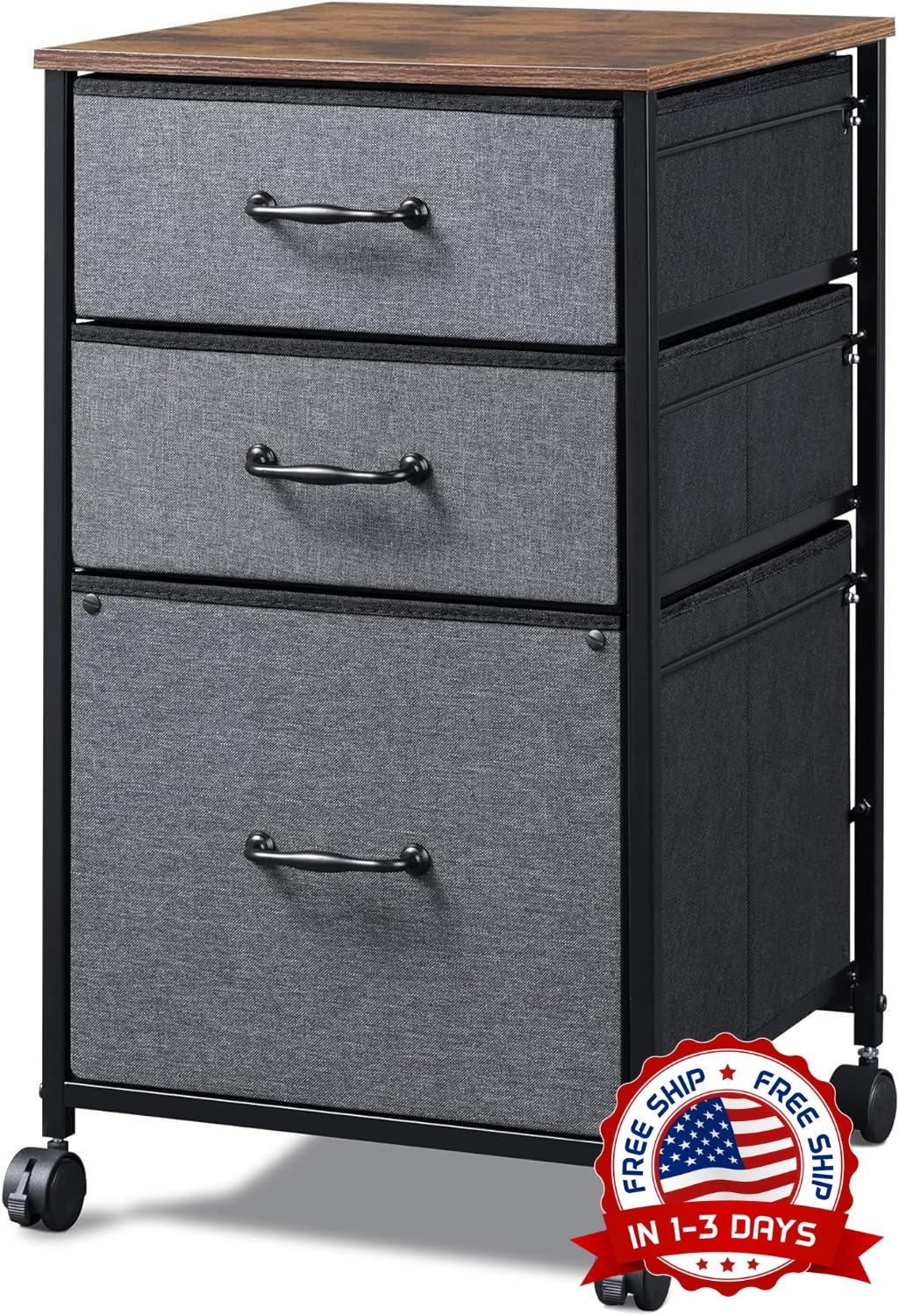 Archivador móvil, soporte para impresora con ruedas y 3 cajones para oficina NEW