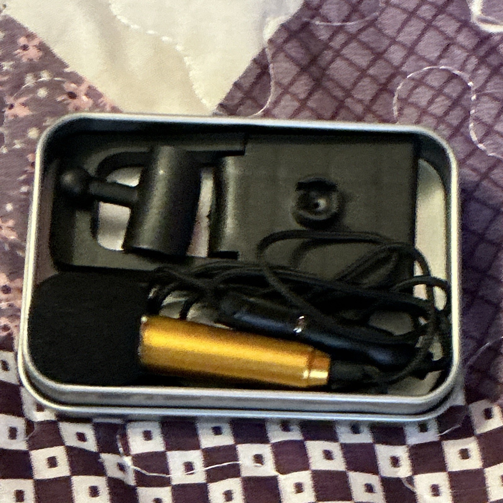 Gold/Black Wired Handheld Microphone for Android PC w/ On/Off, Clip, Case