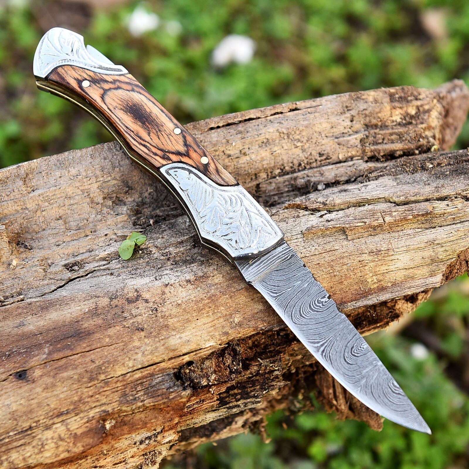 EDC Damascus Folding Blade Pocket Knife Hunting Survival Tactical Camping