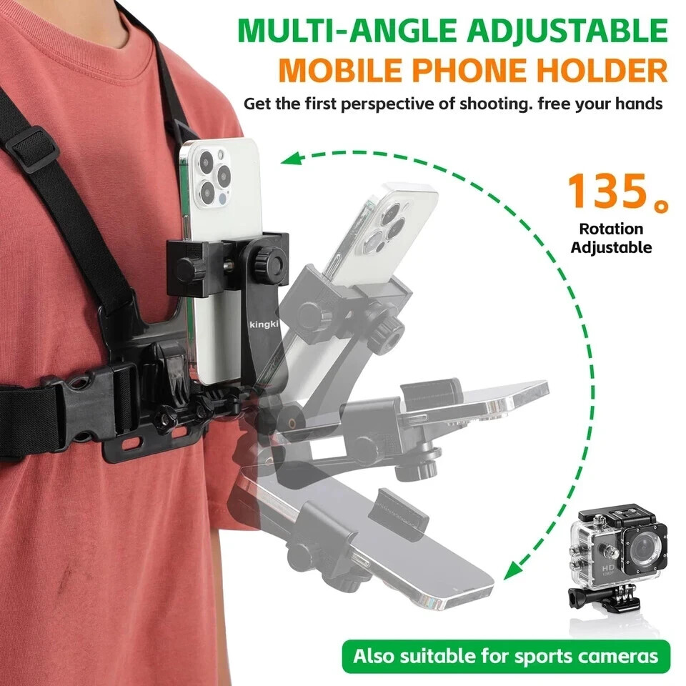 Mobile phone chest mount harness strap cell phone holder mount for video