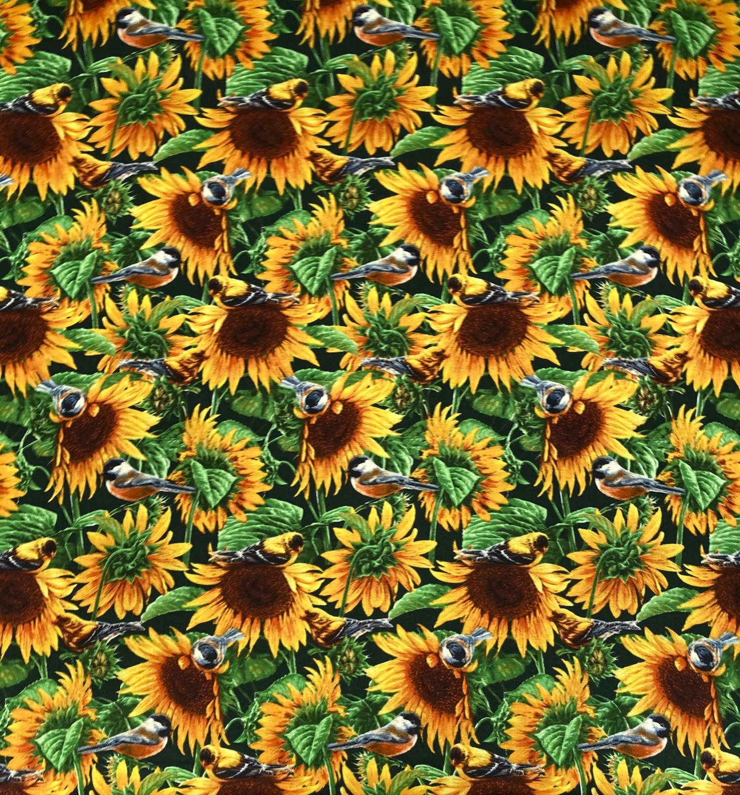 Fat Quarter Sunflower & Bird Wild Wings David Textiles Cotton Fabric for Masks