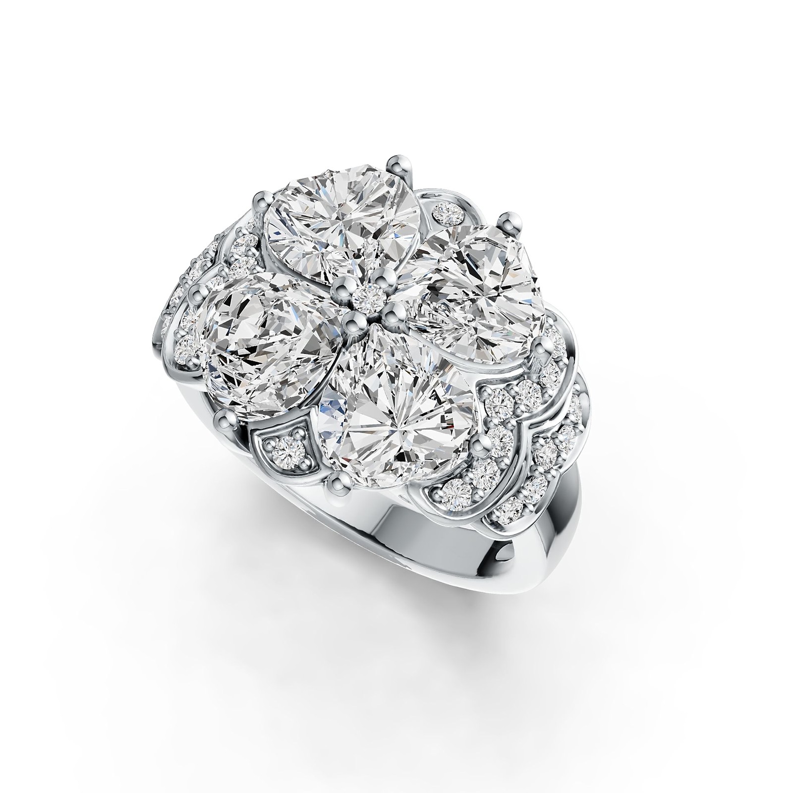 Sterling Silver Semi Mount Ring Setting Heart HT 7X7mm with White Topaz