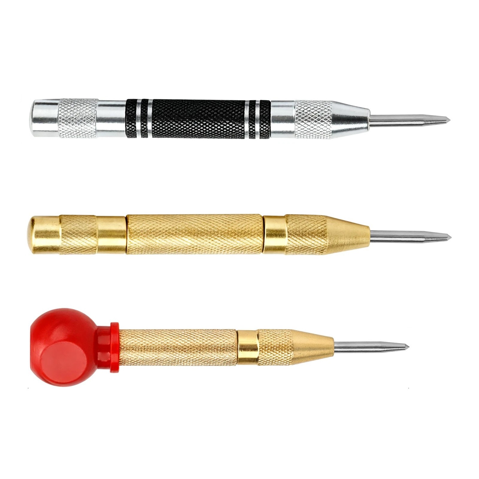 Automatic Center Punch Kit 3 Tools Adjustable Force for Metal Wood Plastic
