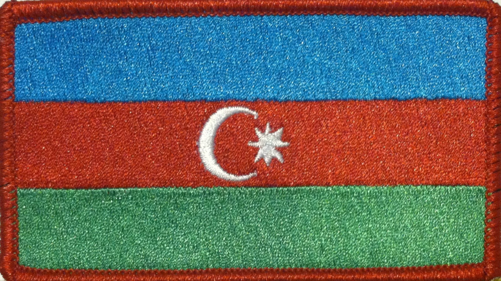 Azerbaijan Flag Tactical Military Patch W/ Hook & Loop Fastener RED Border #5
