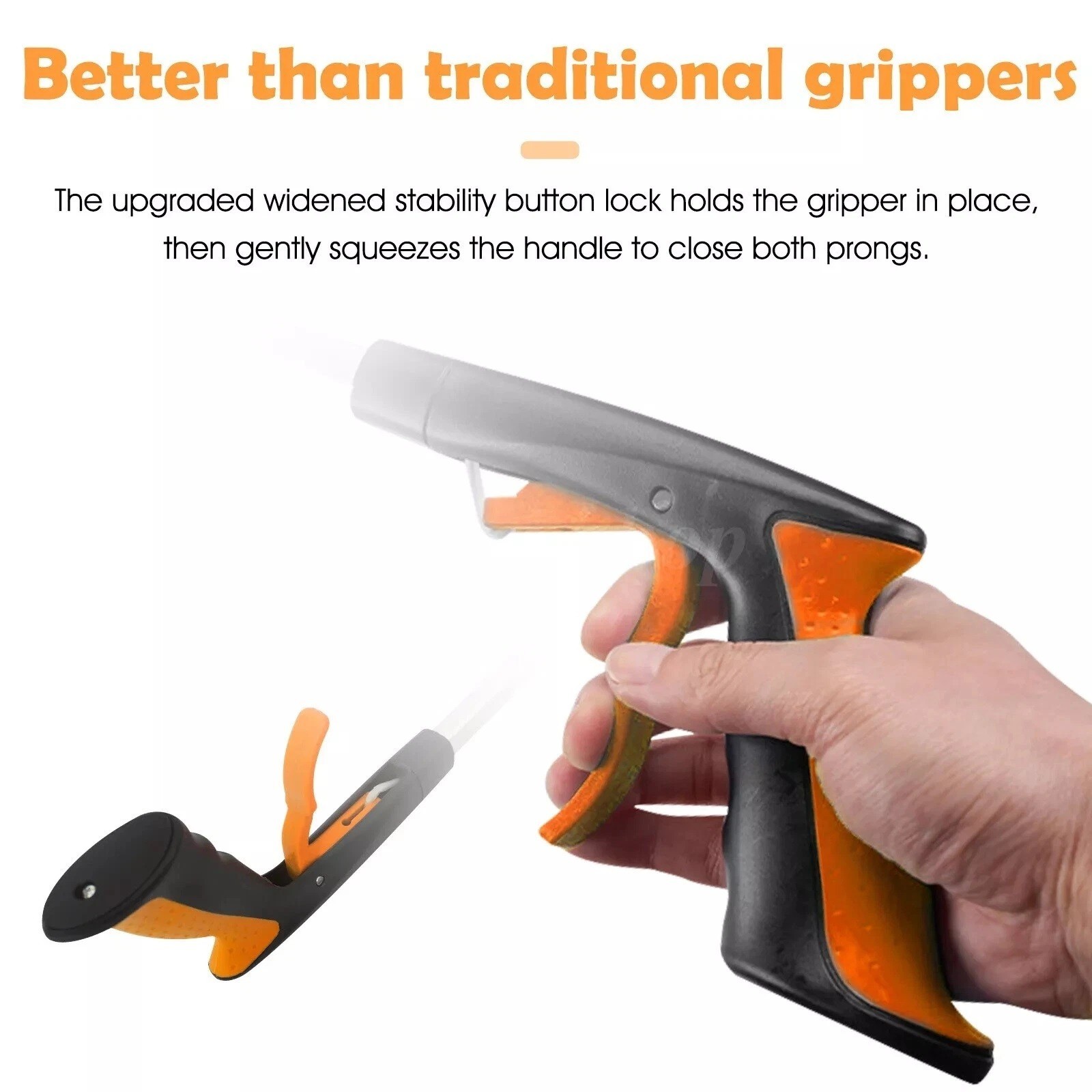 Foldable Garbage Pick Up Grabber Tool Rotating Jaw & Magnet Trash Picker 32”