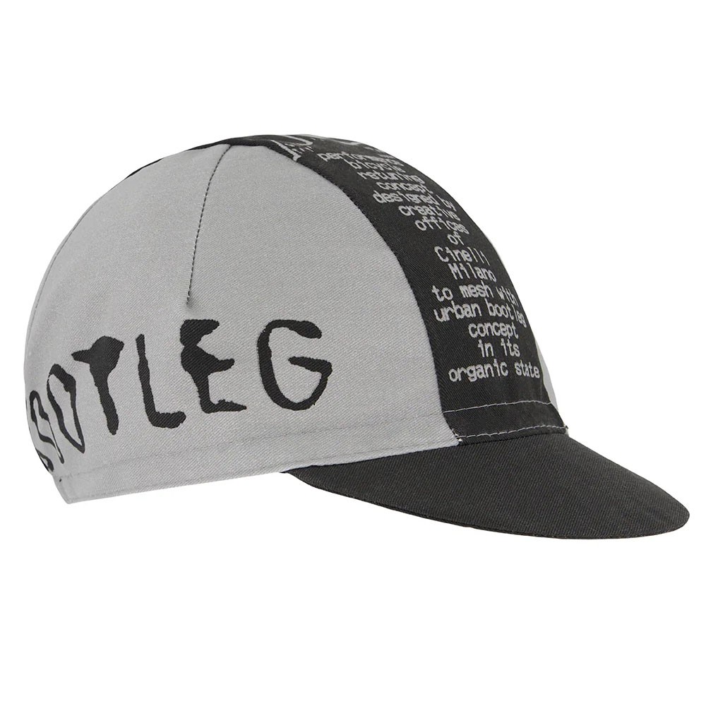 Cinelli Bootleg Cycling Cap - Made in Italy, Silver/Black Polyester-Cotton Blend