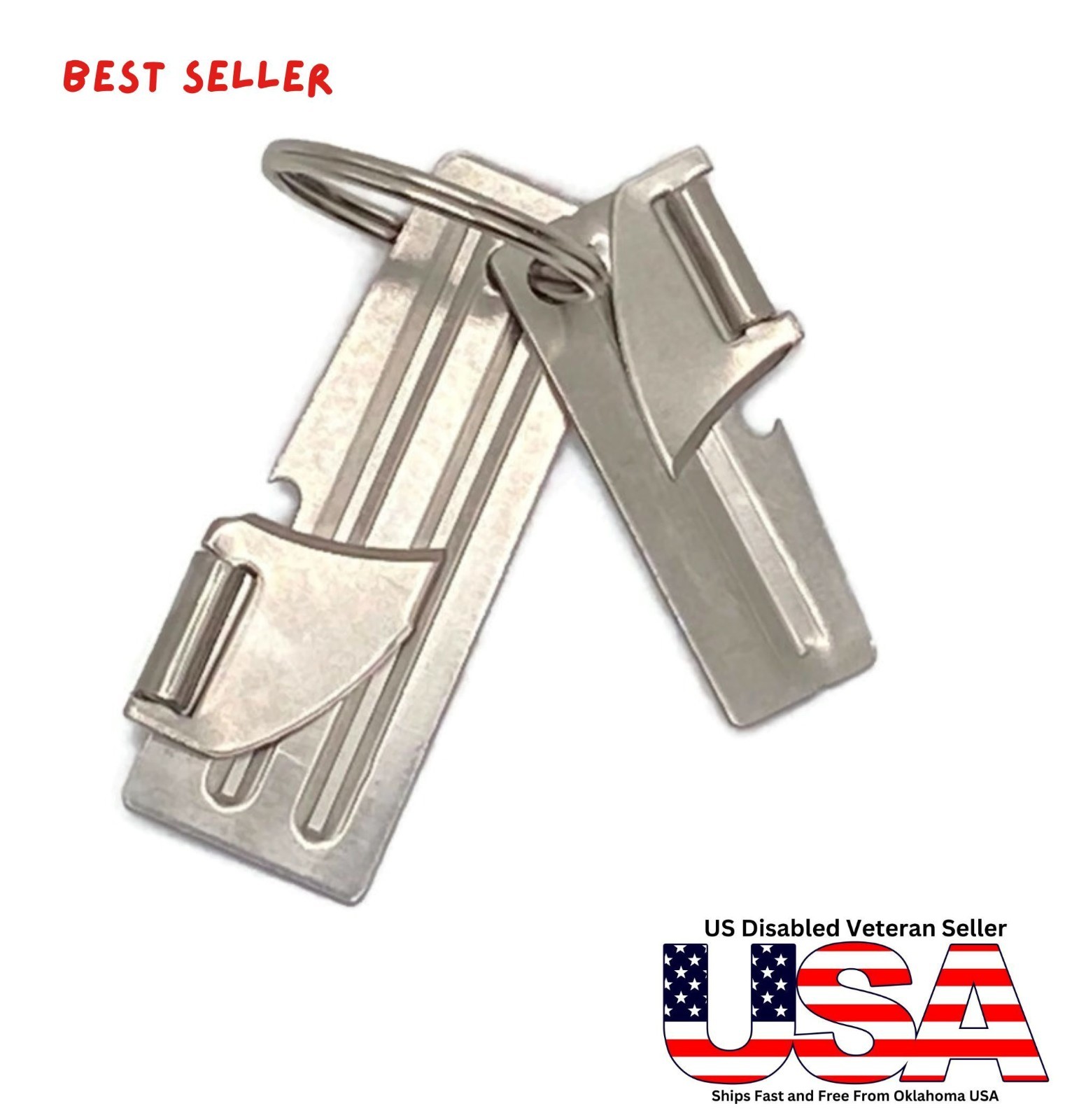 3 Pieces Military Issue P38 & P51 Can Openers  w/Key Ring US SHELBY CO