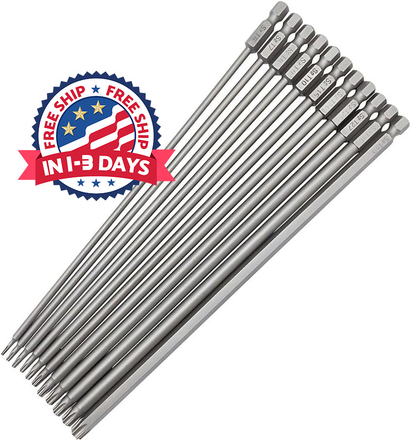 Juego de 11 puntas de destornillador Torx extralargas de cabeza Torx magnética
