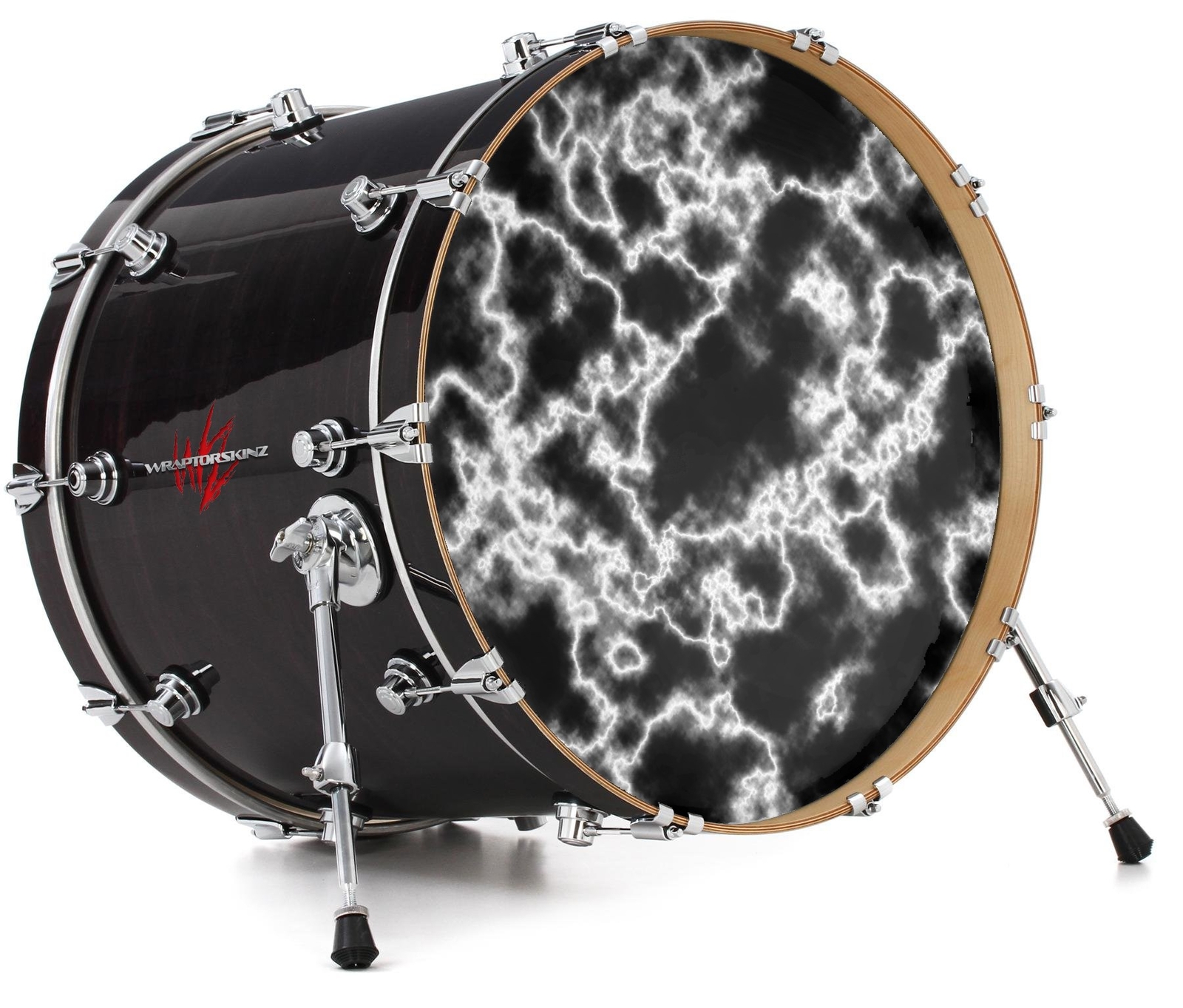 Decal Skin FITS 22" Bass Kick Drum Electrify White HEAD NOT INCLUDED