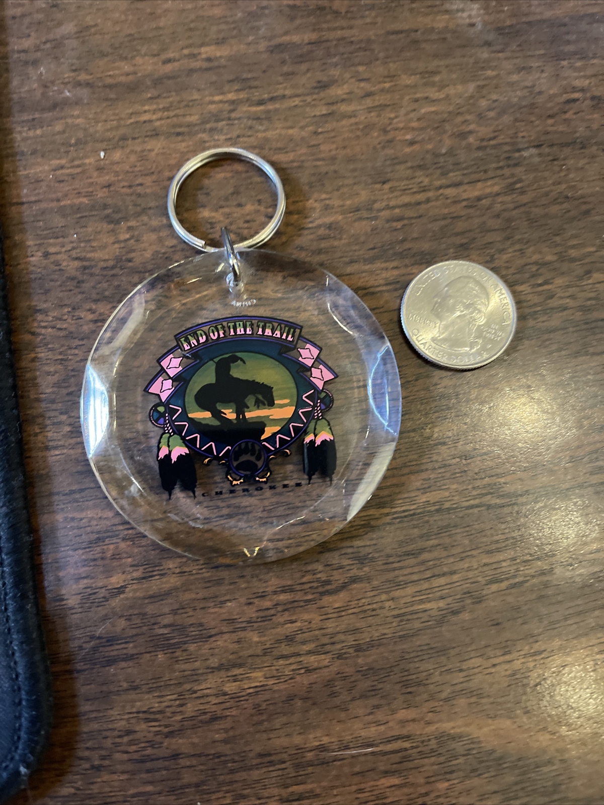 Oklahoma, End Of The Trail, Native American Indian Key Chain Keyring Cherokee