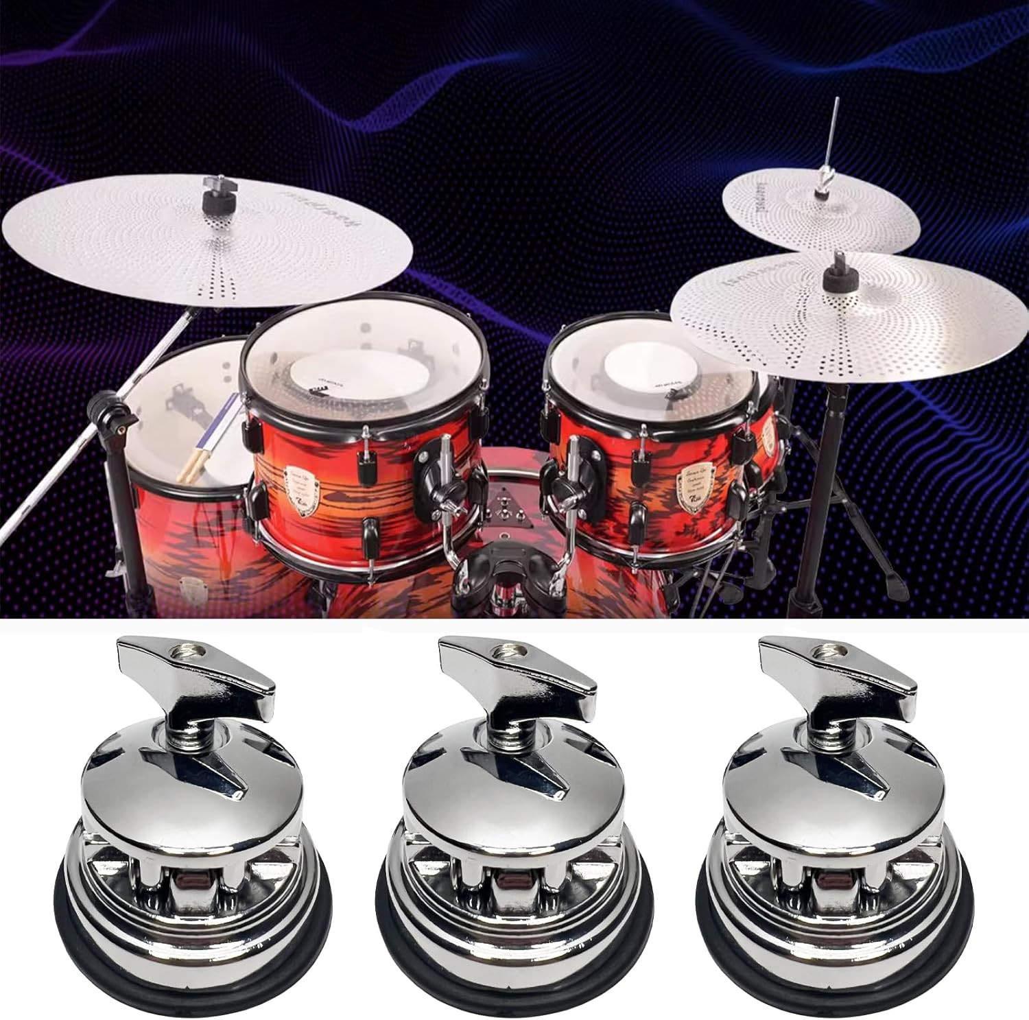 3Pcs Floor Tom Drum Leg Bracket Mount, Drum Holder Base Plate Rack Clamp
