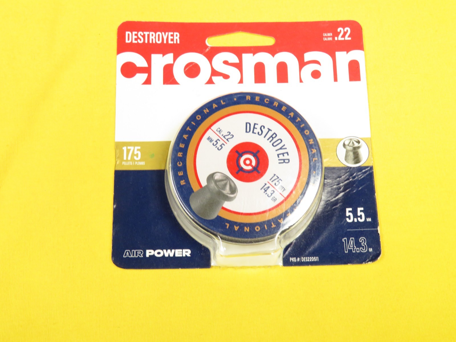 CROSMAN Premier 175 Count DESTROYER Pointed Expanding 5.5mm .22 Caliber Pellets