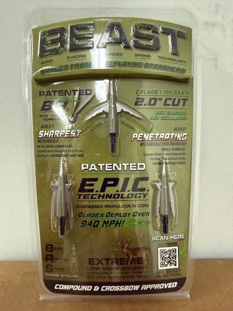 New Bowmar Archery Beast Broadheads 2.0 Inch Cut 2 Blade 100 Grain 3 Pack