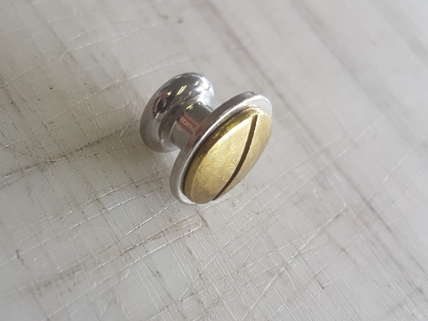 12-Pack Sam Browne Solid Brass Button Studs, Chicago Screw Nail Stud, Fastener