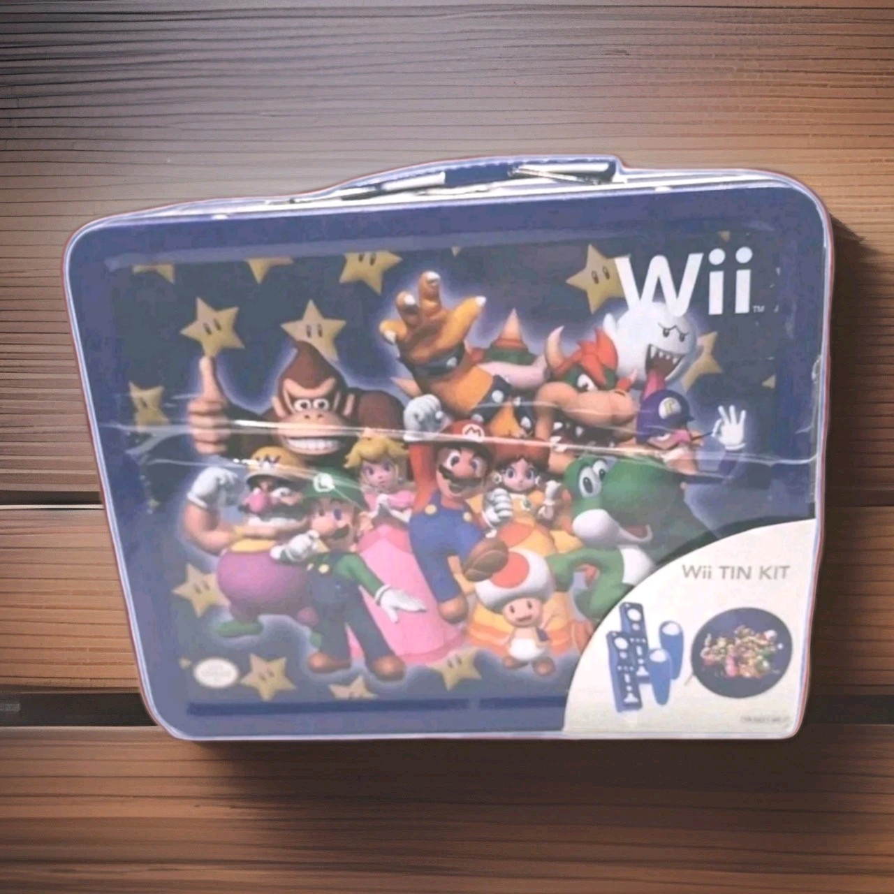 Nintendo Wii Starter Kit Metal Tin Lunch Box Super Mario Bros Blue 2007 Gaming