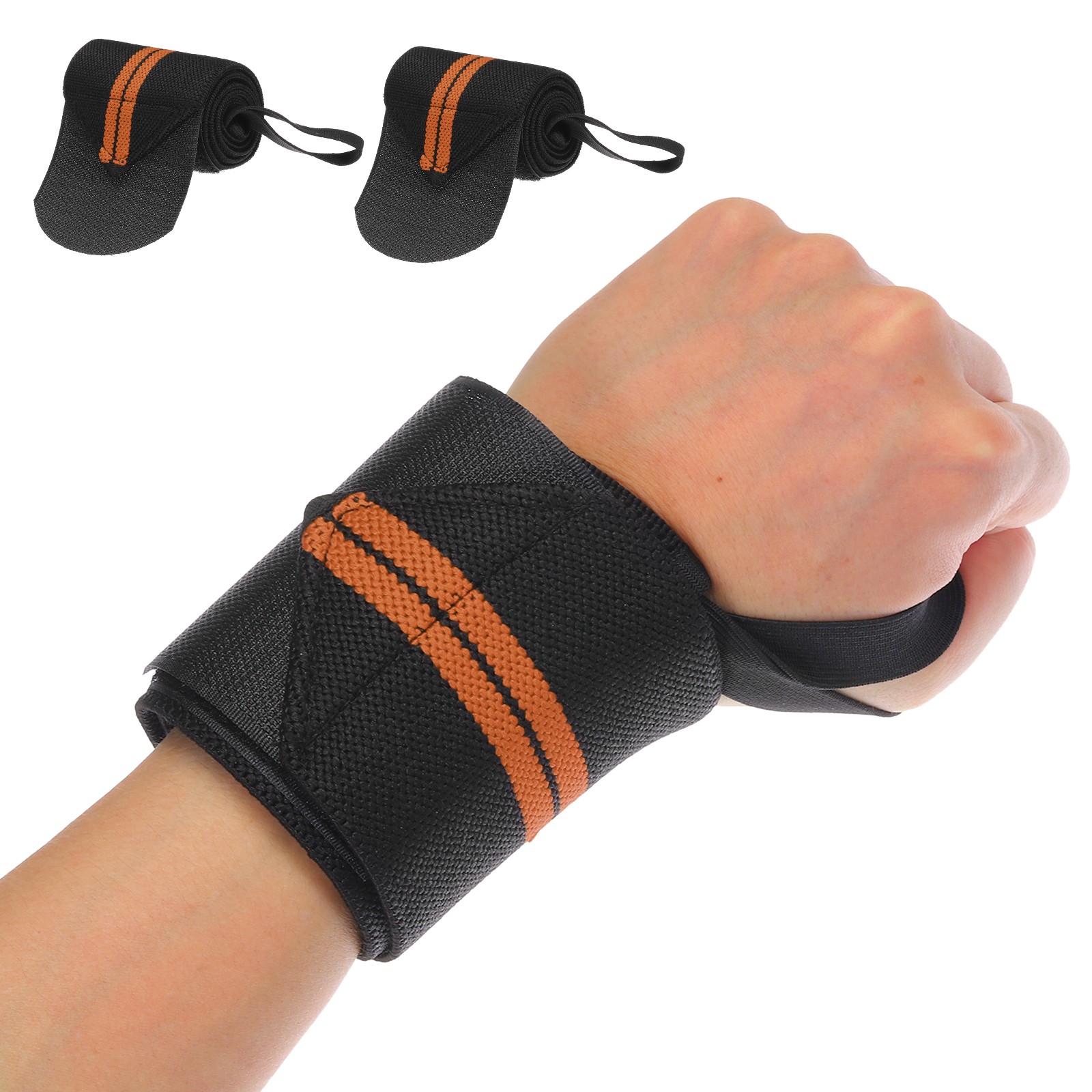 2 Pcs Wrist Brace, Lifting Wrist Wraps Gym Strap for Men Women, Light Orange