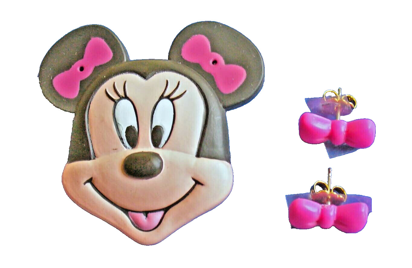 Avon PIN EARRING SET Disney Vintage MINNIE Mouse TRINKET BOX