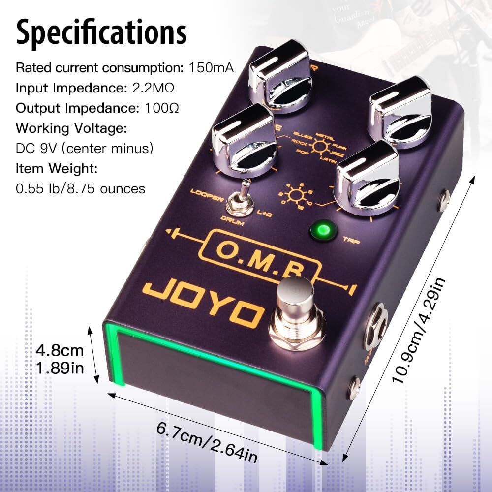 JOYO Looper & Drum Machine Pedal (Looper Cycle Recording/Drum Machine/Looper+Dru