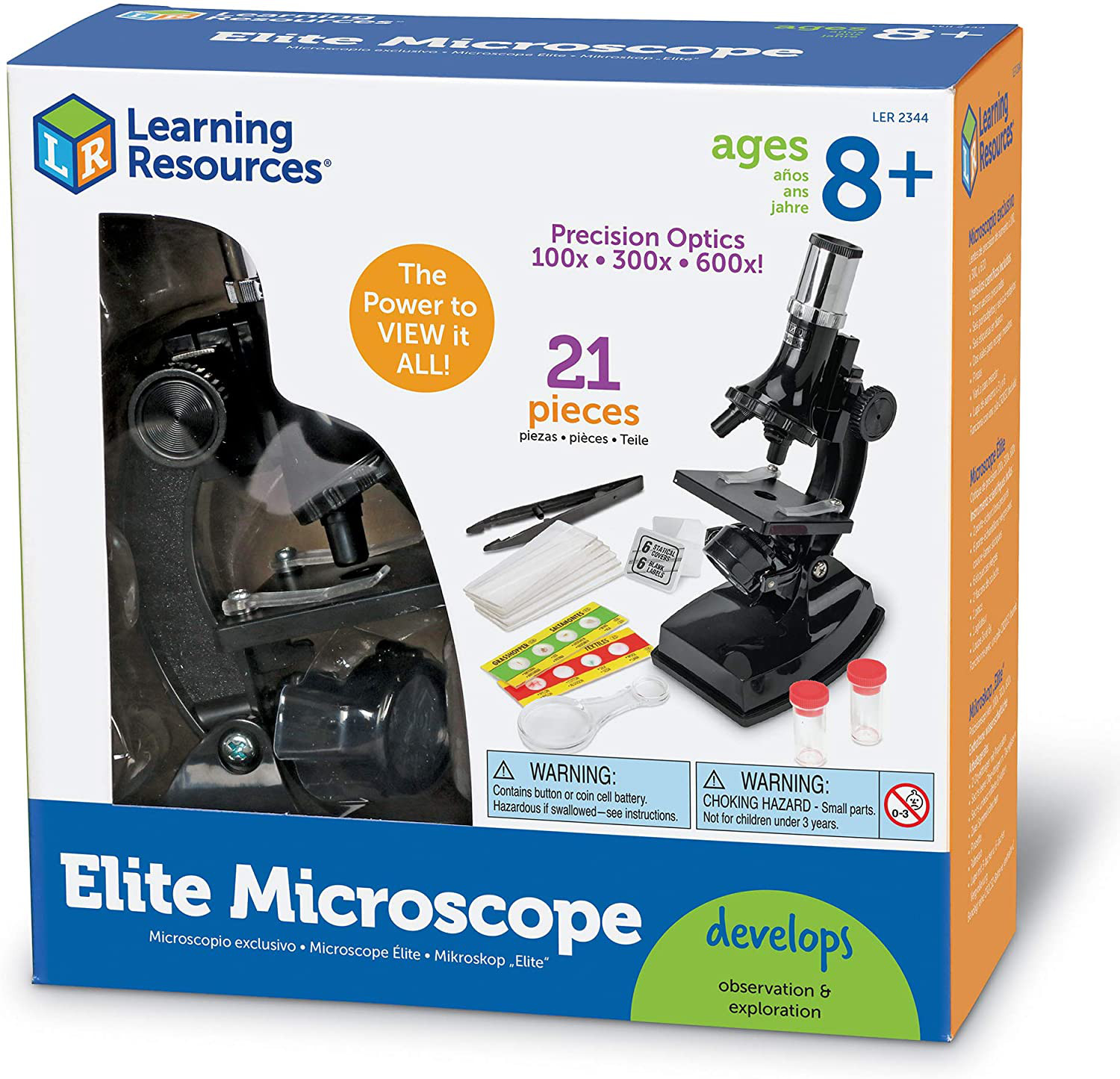 Portable Beginner Microscope Science Kit Kids Starter Compound STEM Learn 21pc