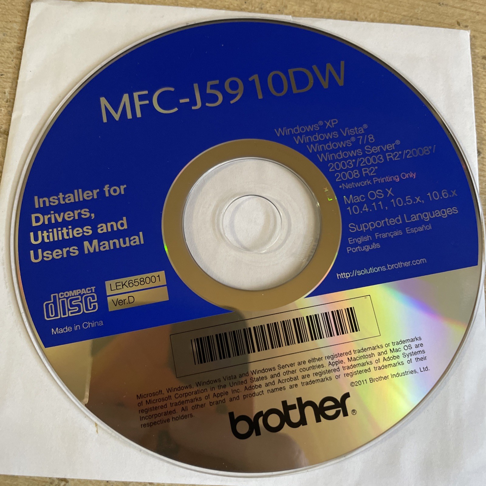 Brother MFC-J5910DW Installer For Drivers, Utilities And User Manual