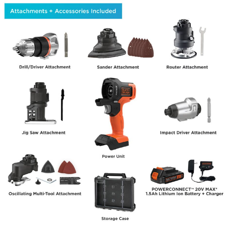BLACK+DECKER Matrix(TM) 20V Max* 6-Tool Combo Kit With Case - BDCDMT1206KITC