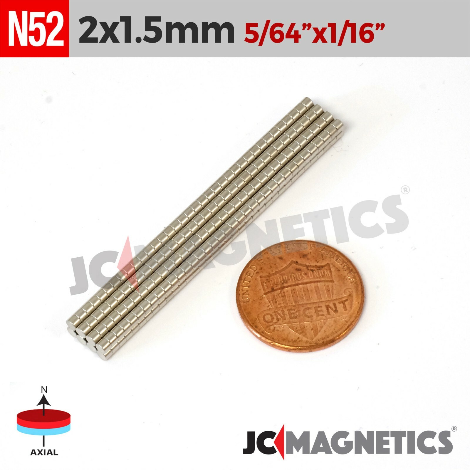 2mm x 1.5mm N52 Strong Rare Earth Neodymium Small Magnet Disc 2x1.5mm