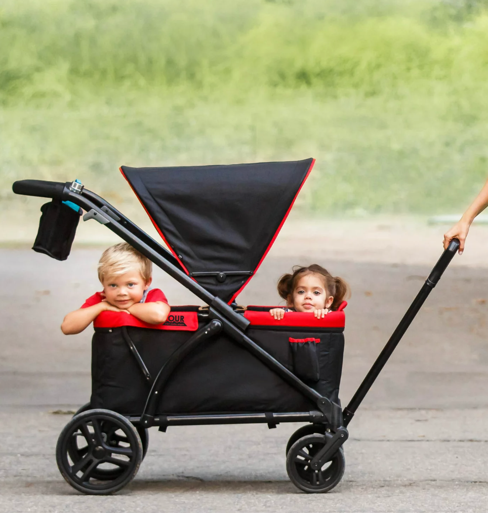 Coche Para Bebes Cochecito Para Niños Convertible Pull Wagon Stroller Red NEW