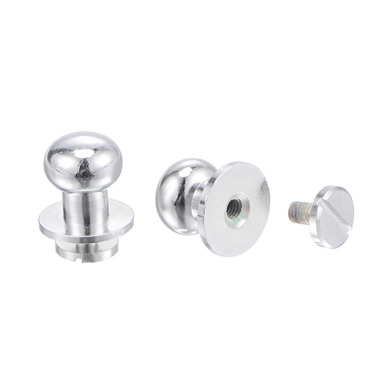 5 sets 10mm brass round button head screw rivets pin fixing, silver