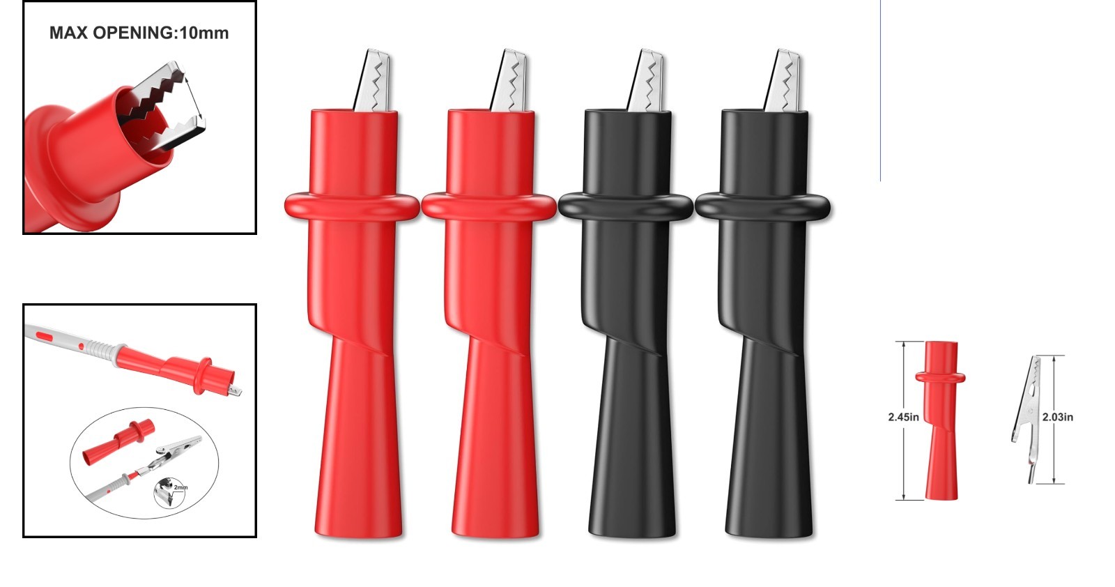 High-Quality 4PCS Alligator Clips with Insulated Shell - Safe Electrical Testing