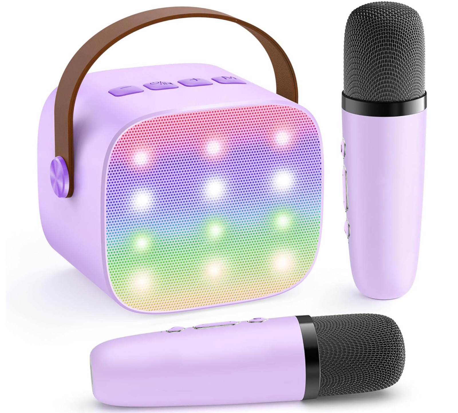Kids Mini Karaoke Machine Portable Bluetooth Speaker with 2 Wireless Microphones