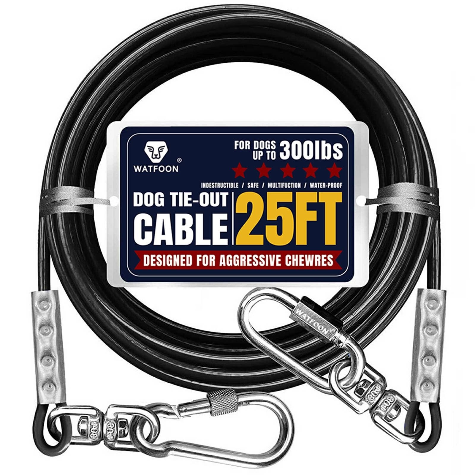 Tie Out Cable for Dogs Up to 300lbs,25ft Extra Strong 1000lbs Break Strength ...