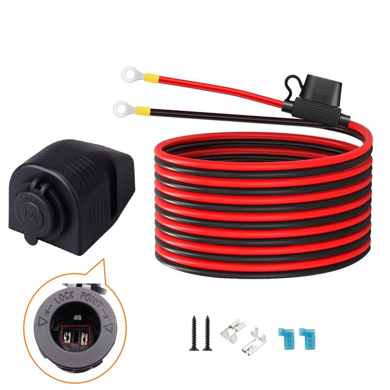 10900027 Fridge Freezer Wiring Kit and Threaded Socket Mount for Quick Black