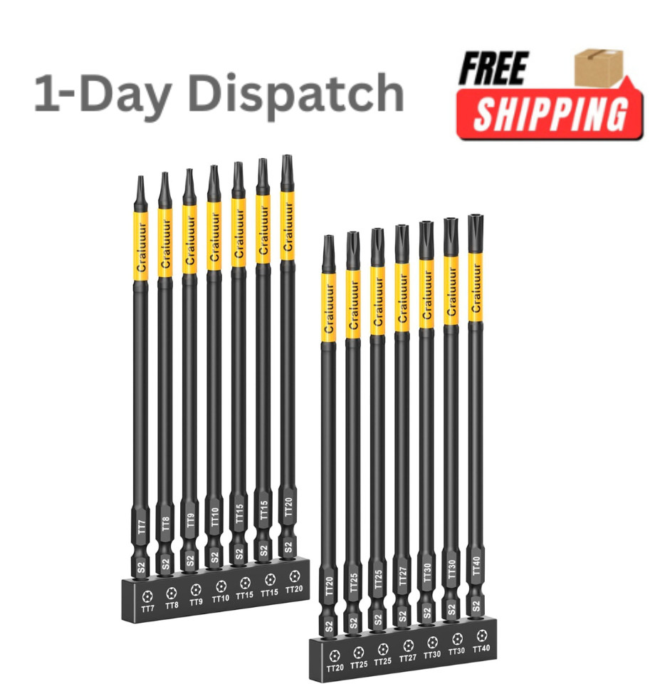 .14Pcs 6 Inch Impact Torx Bit Set T7–T40 Security Tamper Proof S2 Steel Magnetic