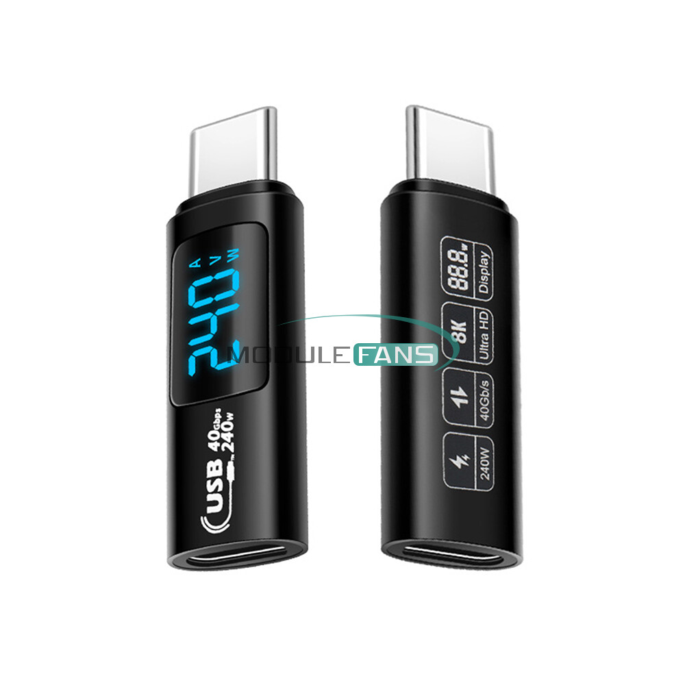 USB 4.0 Type C 40Gbps 8K@60Hz PD 240W Fast Charging Power Meter Tester Adapter