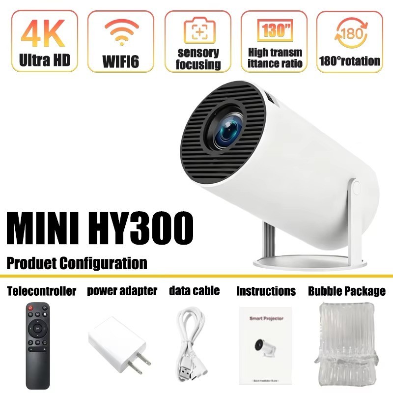Mini Projector 4K Android WiFi6 Portable Home Cinema 1080P Outdoor